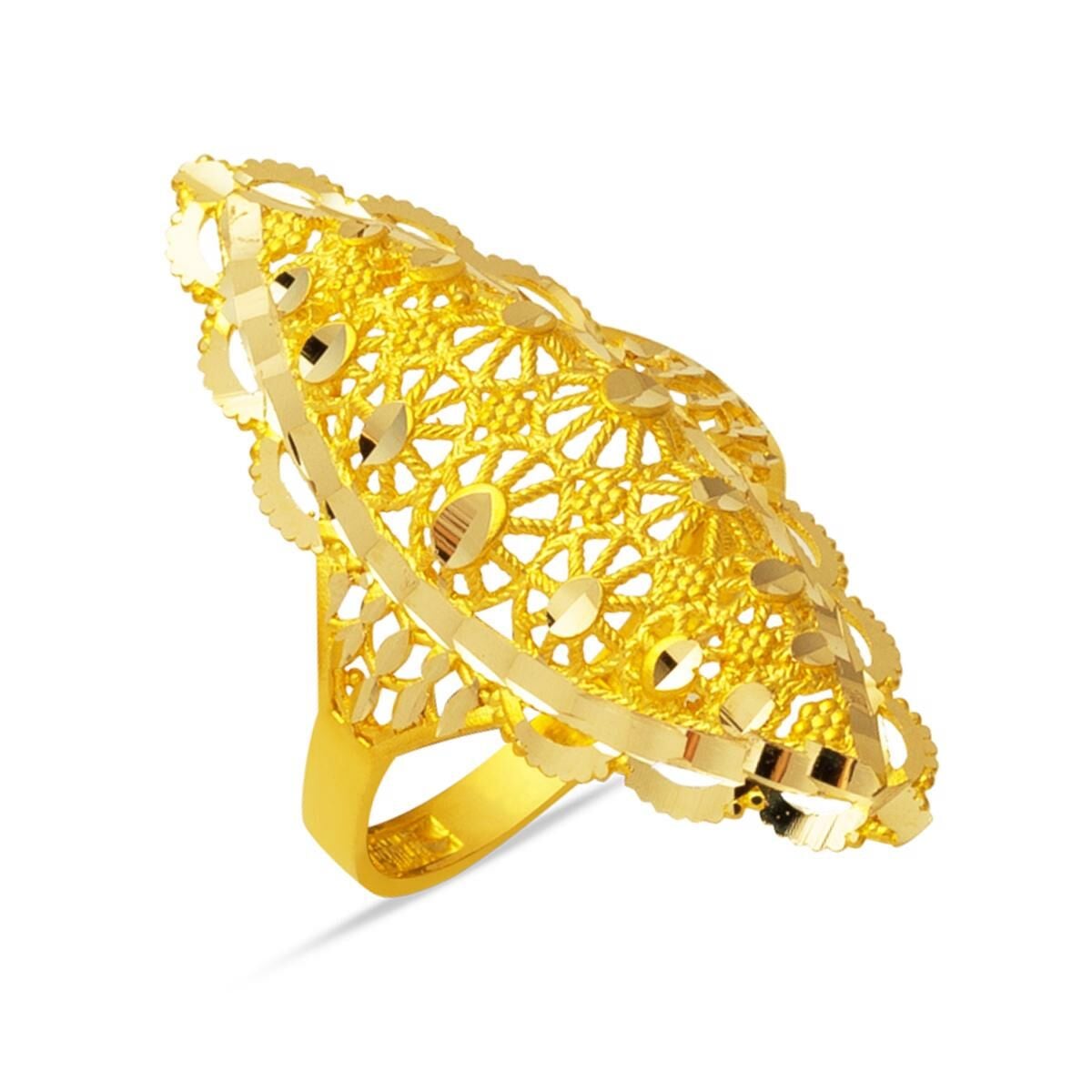 14K Yellow Gold Indian Style Hand Engraved Ring