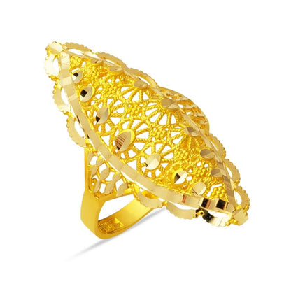 14K Yellow Gold Indian Style Hand Engraved Ring