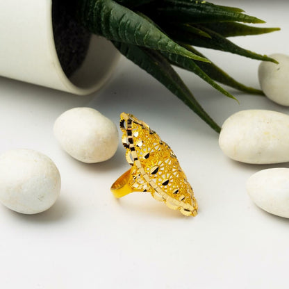 14K Yellow Gold Indian Style Hand Engraved Ring