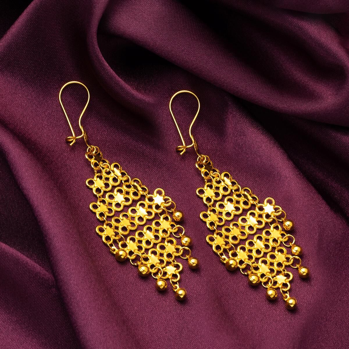 22K Yellow Gold Indian Style Infinity Earrings