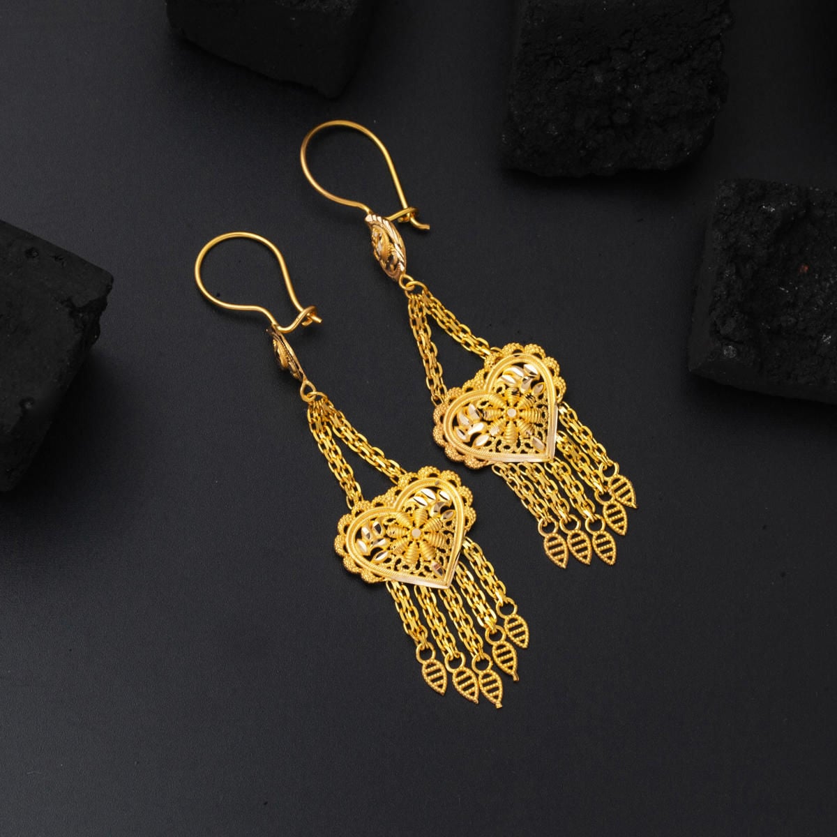 14K Yellow Gold Indian Style Star Earrings