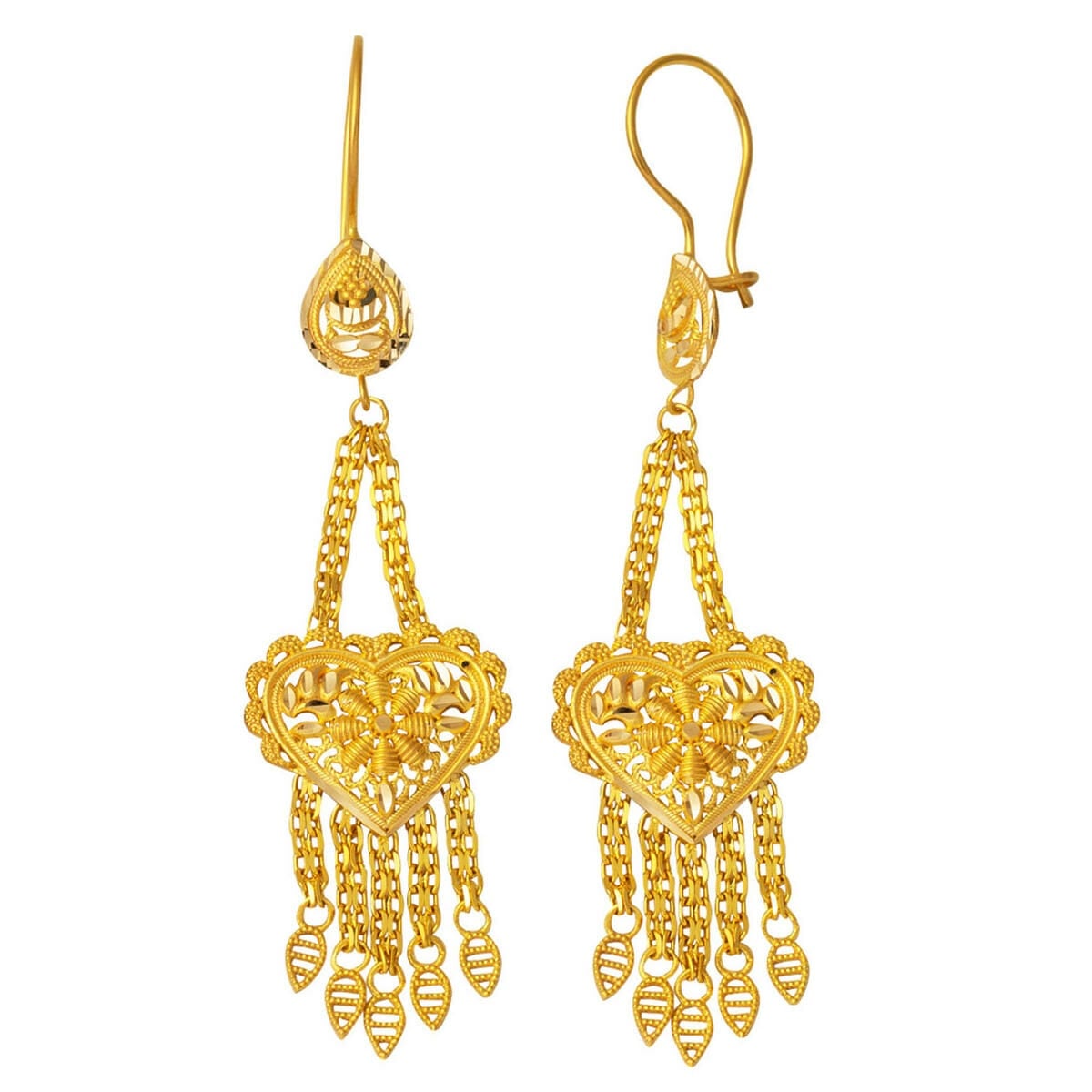 14K Yellow Gold Indian Style Star Earrings