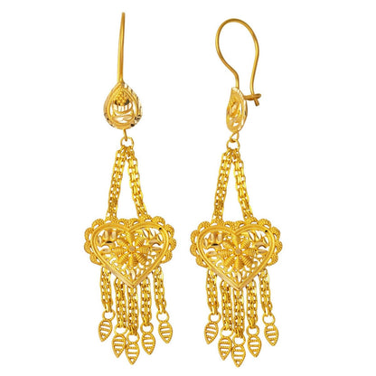 14K Yellow Gold Indian Style Star Earrings