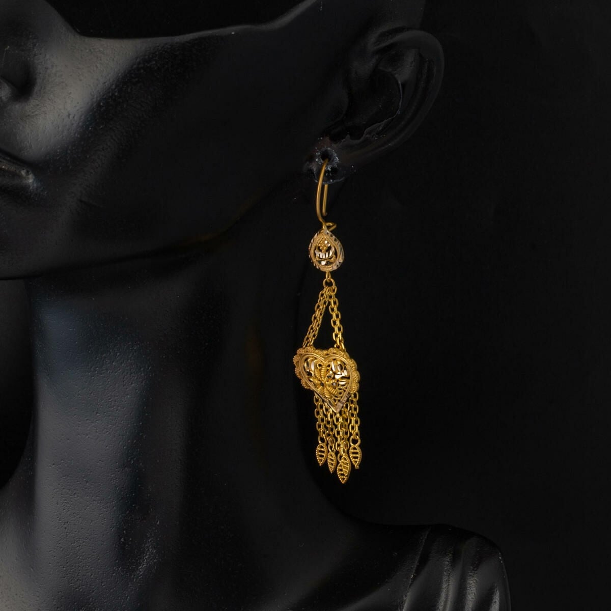 14K Yellow Gold Indian Style Star Earrings
