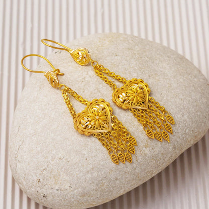 14K Yellow Gold Indian Style Star Earrings