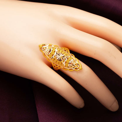 14K Yellow Gold Indian Style Motif Ring
