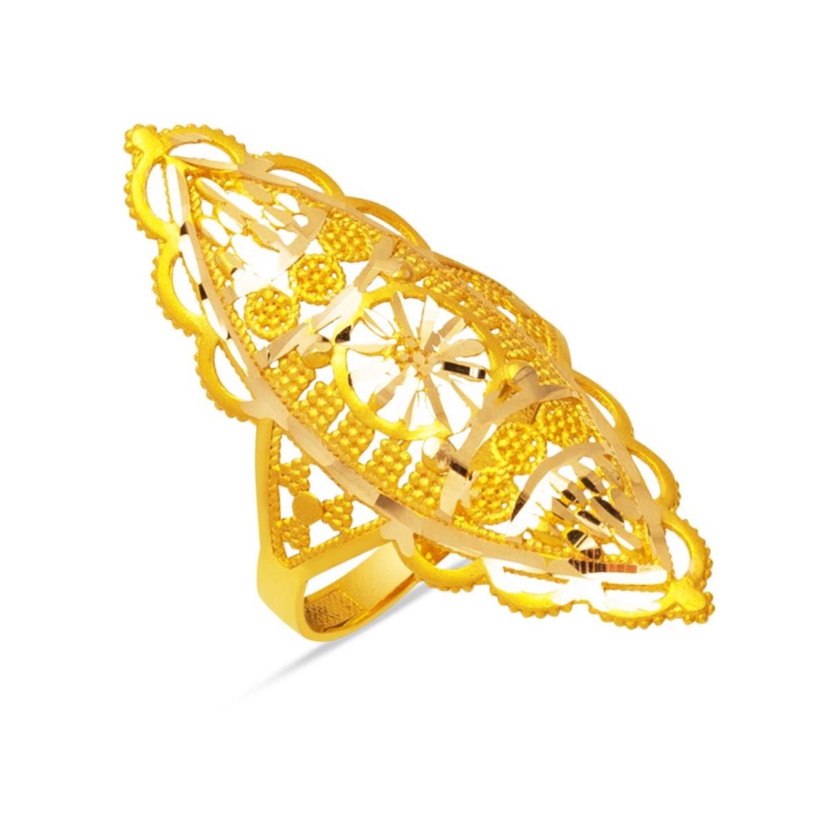 14K Yellow Gold Indian Style Motif Ring