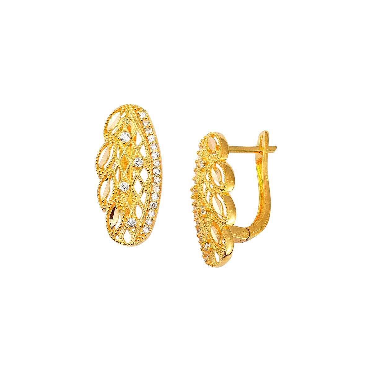 22K Yellow Gold Holiday Cubic Zirconia Earrings