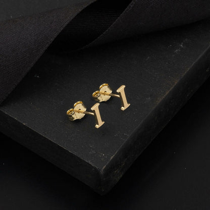 14K Yellow Gold Minimalist Initial I Earrings
