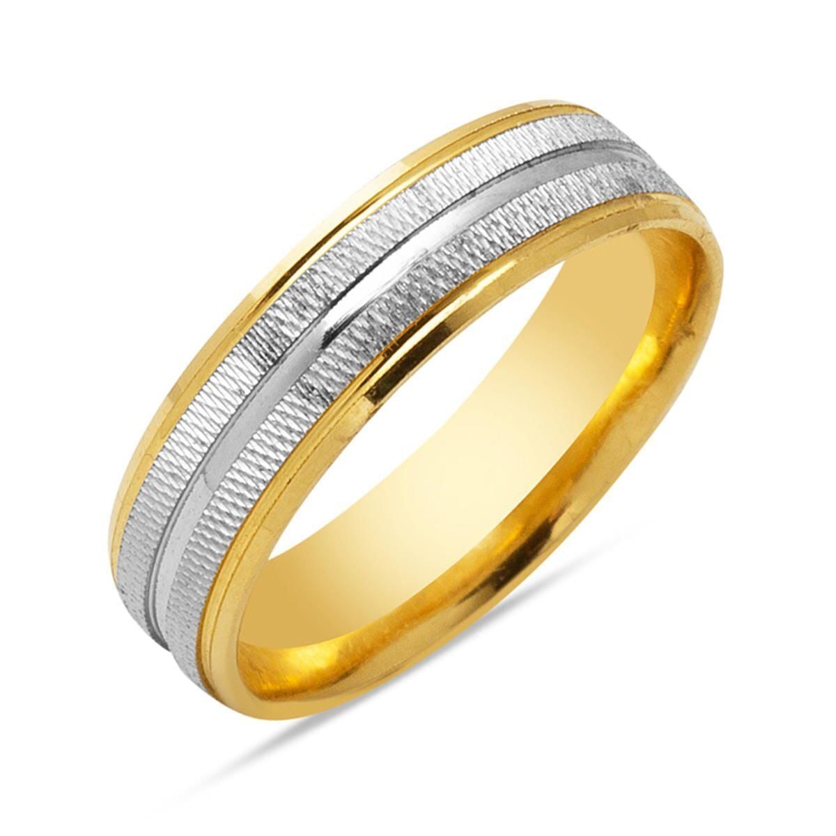 14K Yellow Gold Puffed Interior Men's Wedding Band