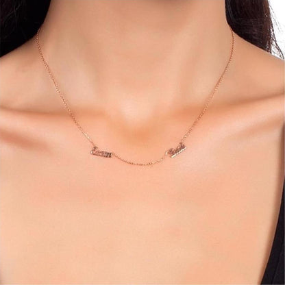14K Rose Gold Two Name Family Necklace