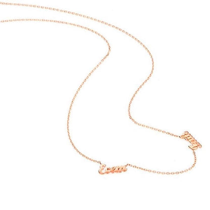 14K Rose Gold Two Name Family Necklace