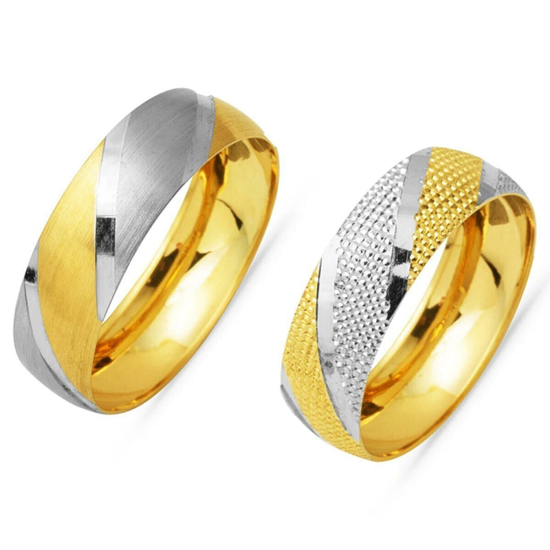 14K Yellow Gold Two-Tone Double Wedding Band Ring (3.57 g)