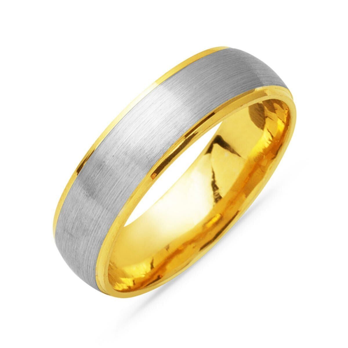14K Yellow Gold Two-Tone Men's Wedding Band Ring (4 g)
