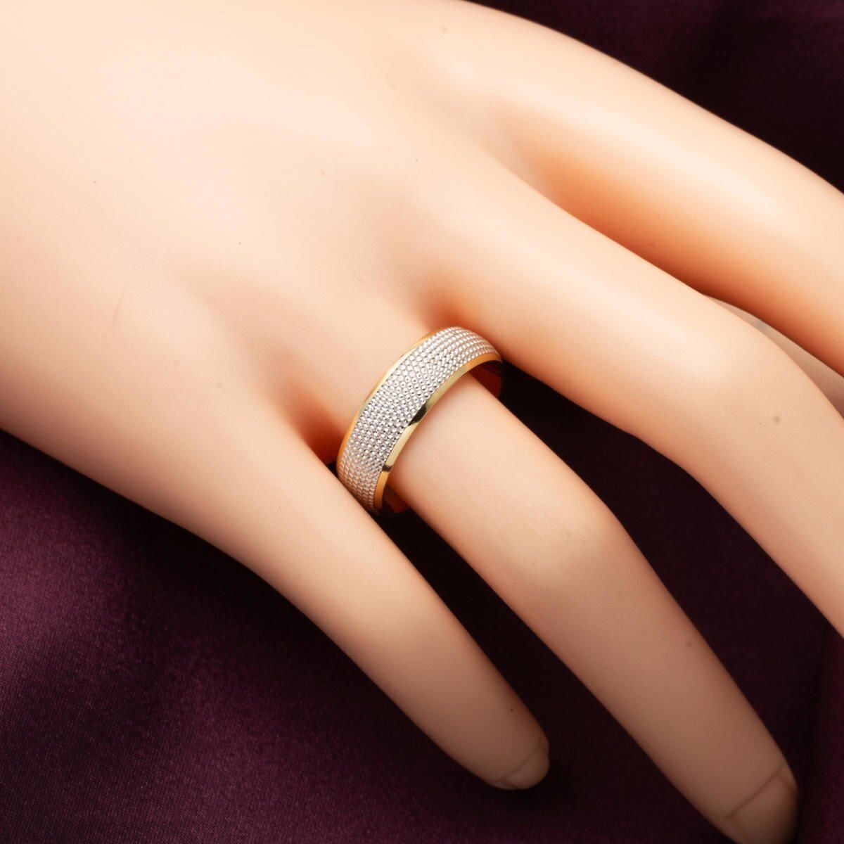 14K Yellow Gold Two-Tone Wedding Band Ring