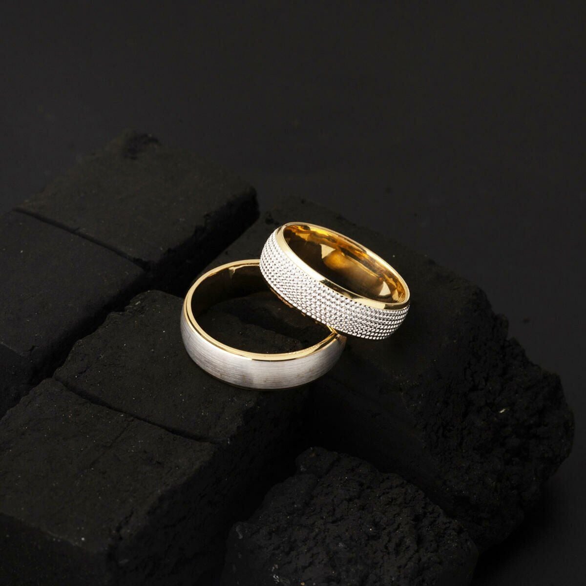 14K Yellow Gold Two-Tone Wedding Band Ring