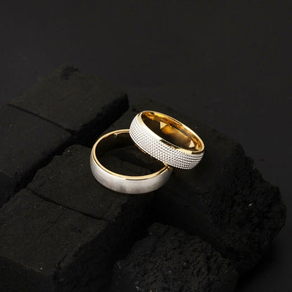 14K Yellow Gold Two-Tone Wedding Band Ring