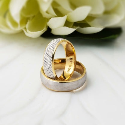 14K Yellow Gold Two-Tone Wedding Band Ring