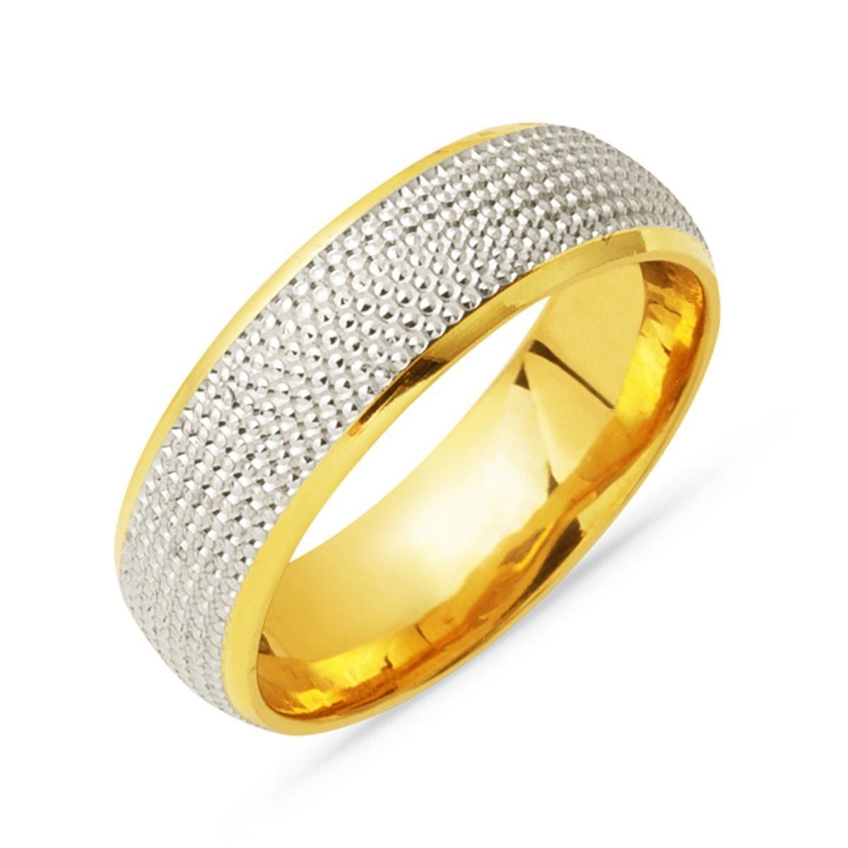 14K Yellow Gold Two-Tone Wedding Band Ring