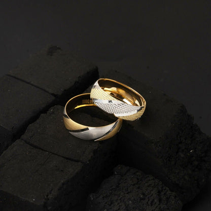 14K Yellow Gold Two-Tone Single Women's Wedding Band
