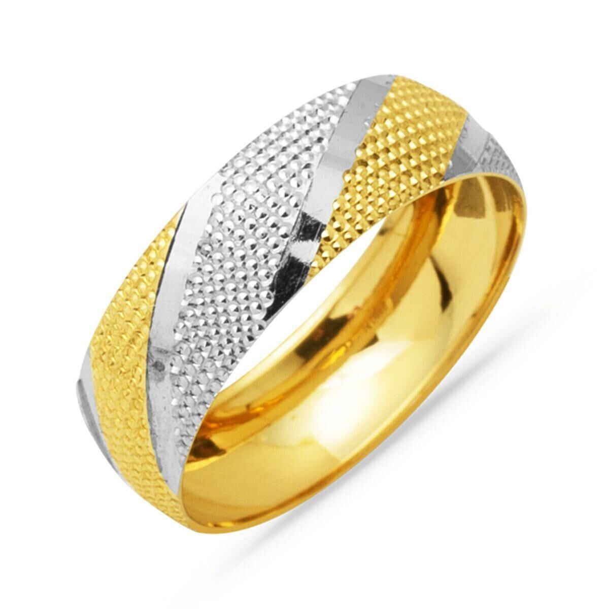 14K Yellow Gold Two-Tone Single Women's Wedding Band