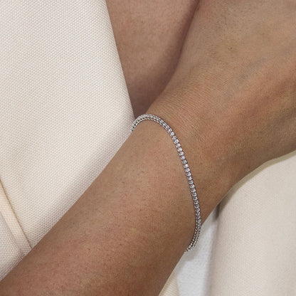 3/4 ct. tw. Classic Four-Prong Lab Grown Diamond Tennis Bracelet in 14K White Gold