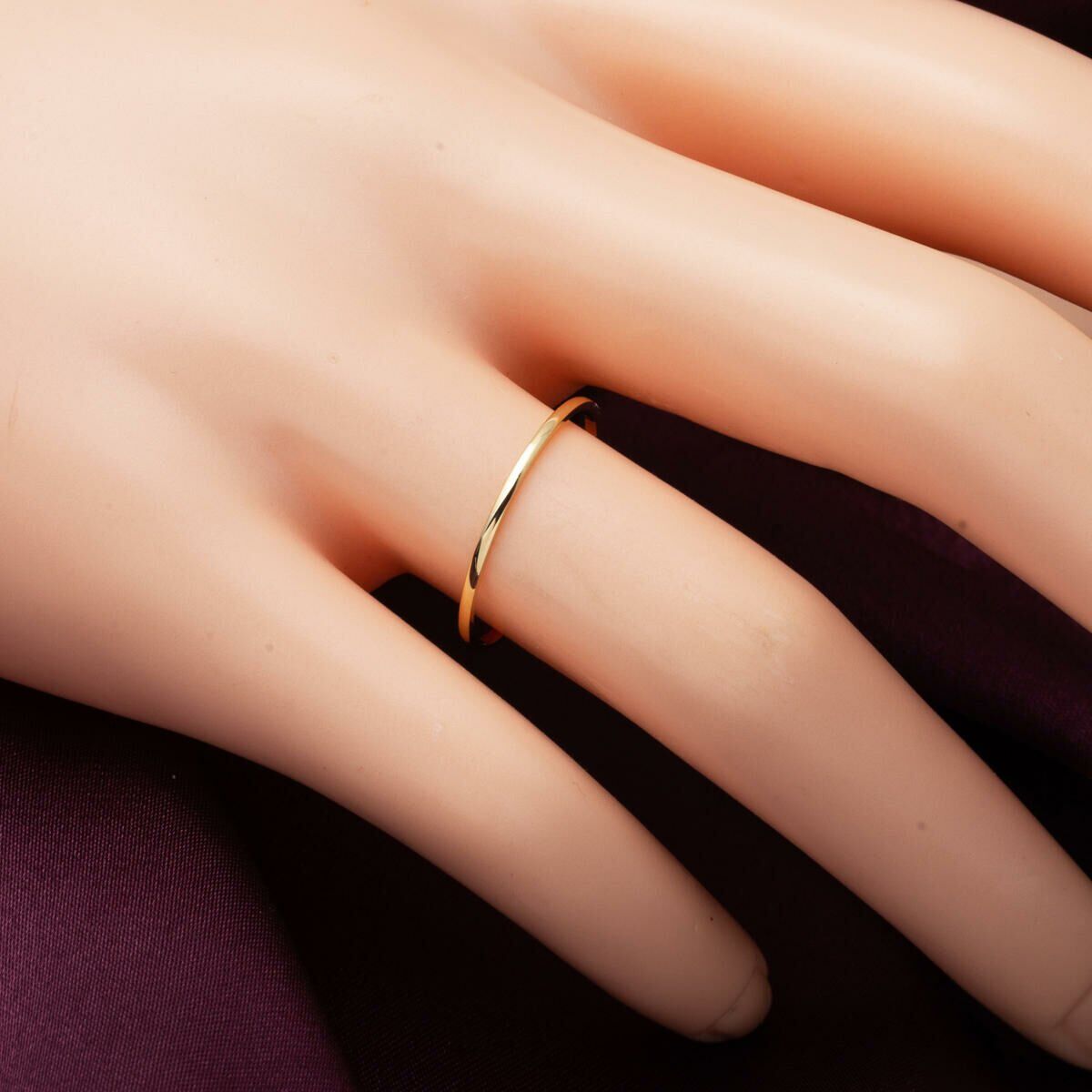 14K Yellow Gold Thin Classic Double Wedding Band Set 1 mm