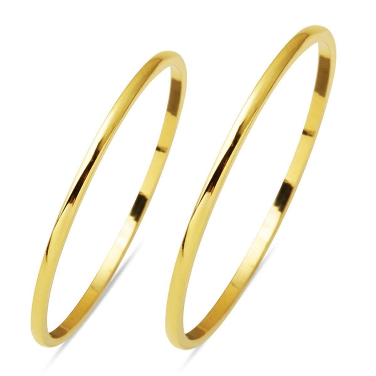 14K Yellow Gold Thin Classic Double Wedding Band Set 1 mm