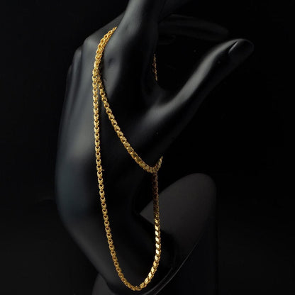14K Yellow Gold Thin Sequin Chain Necklace 55 cm