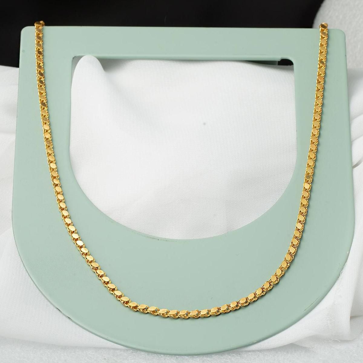 14K Yellow Gold Thin Sequin Chain Necklace 55 cm