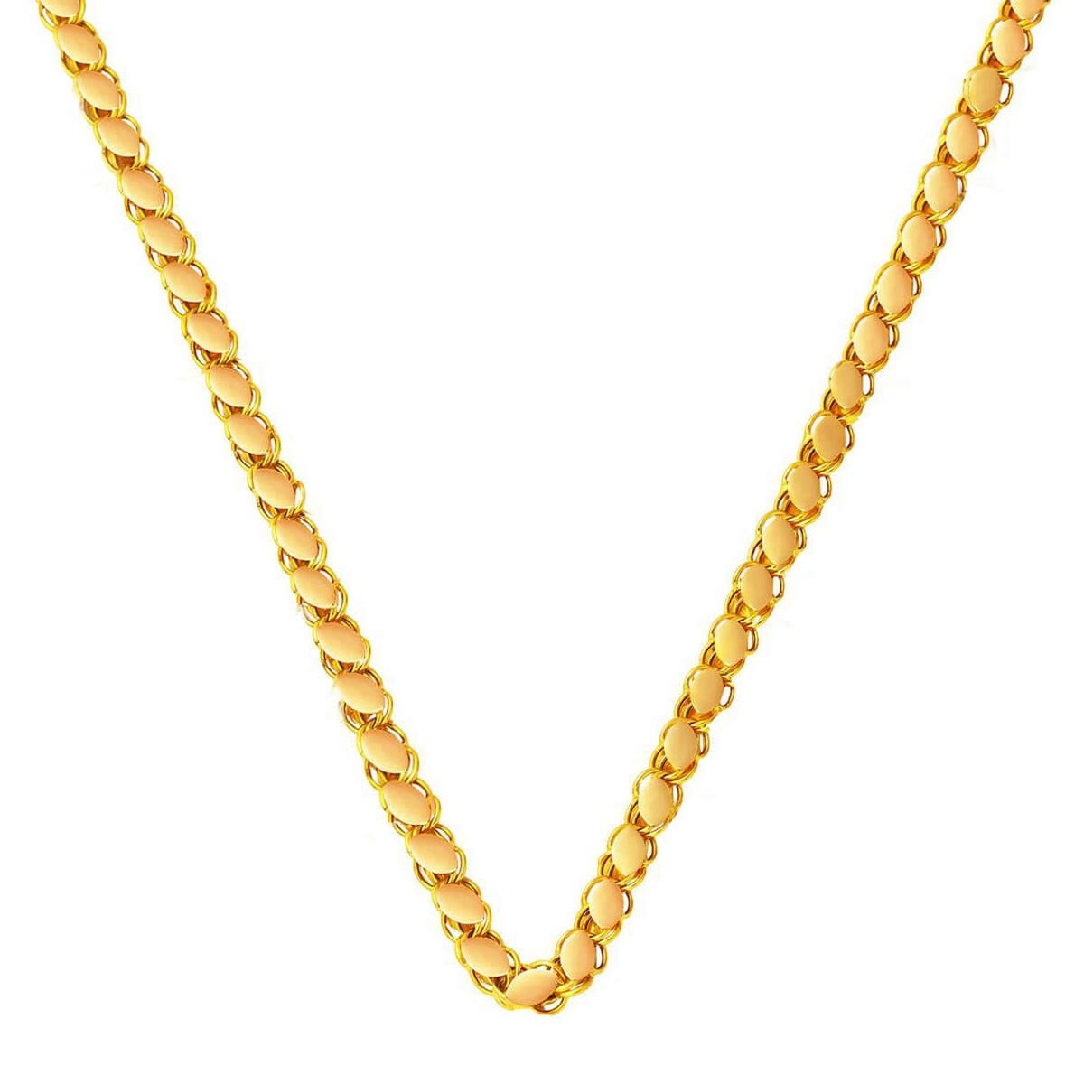 14K Yellow Gold Thin Sequin Chain Necklace 55 cm
