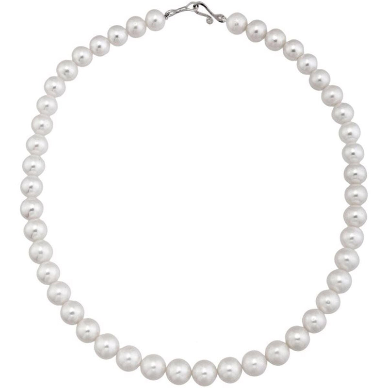 14K White Gold Pearl Strand Collar Necklace