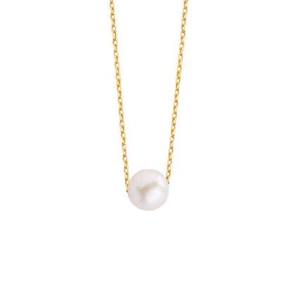 14K Yellow Gold Pearl Necklace (1.5 g)