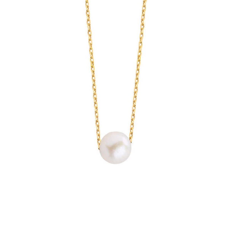 14K Yellow Gold Pearl Necklace (1.5 g)