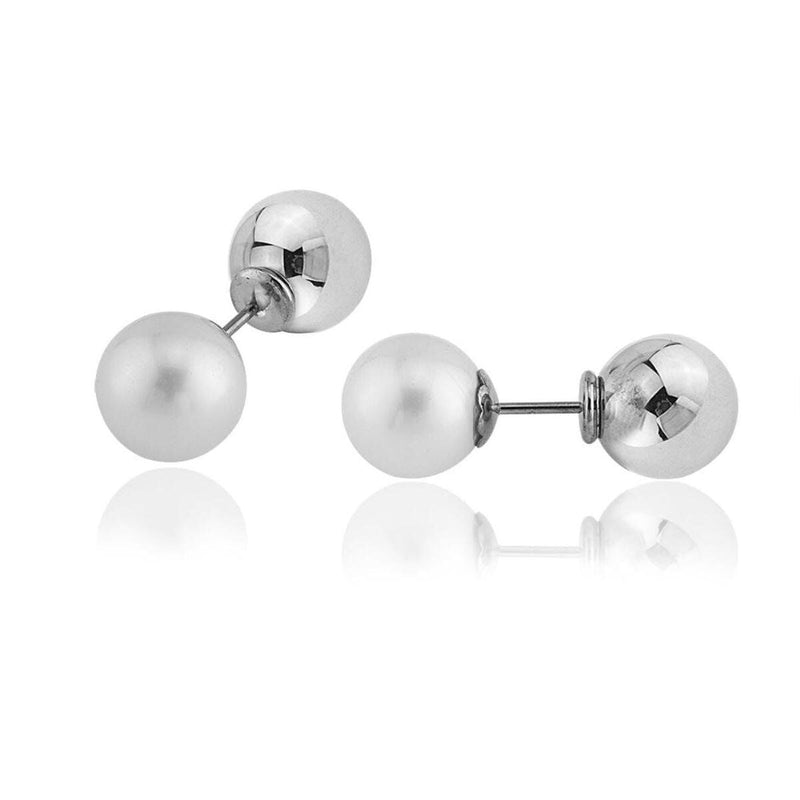 14K Yellow Gold Ball Pearl Earrings