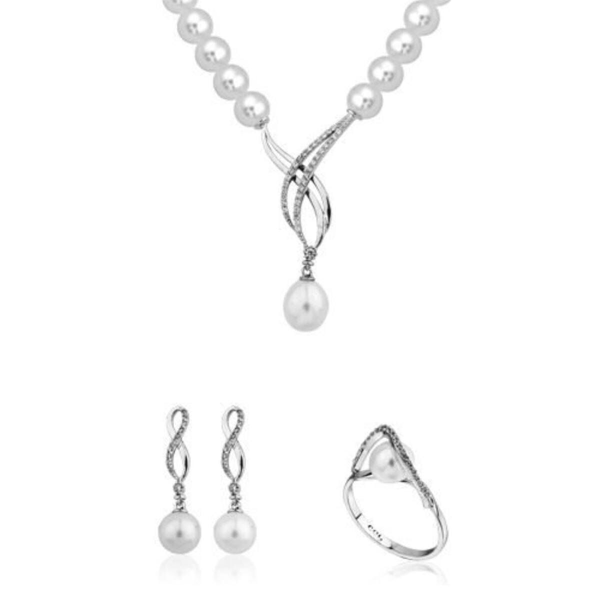 14K White Gold Pearl Jewelry Set