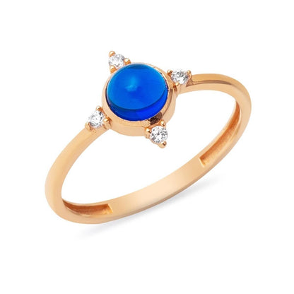 14K Rose Gold Indigo Cubic Zirconia Ring