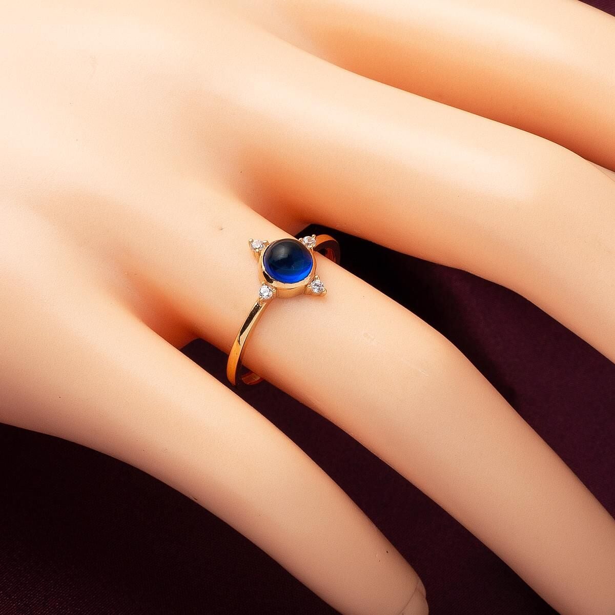 14K Rose Gold Indigo Cubic Zirconia Ring