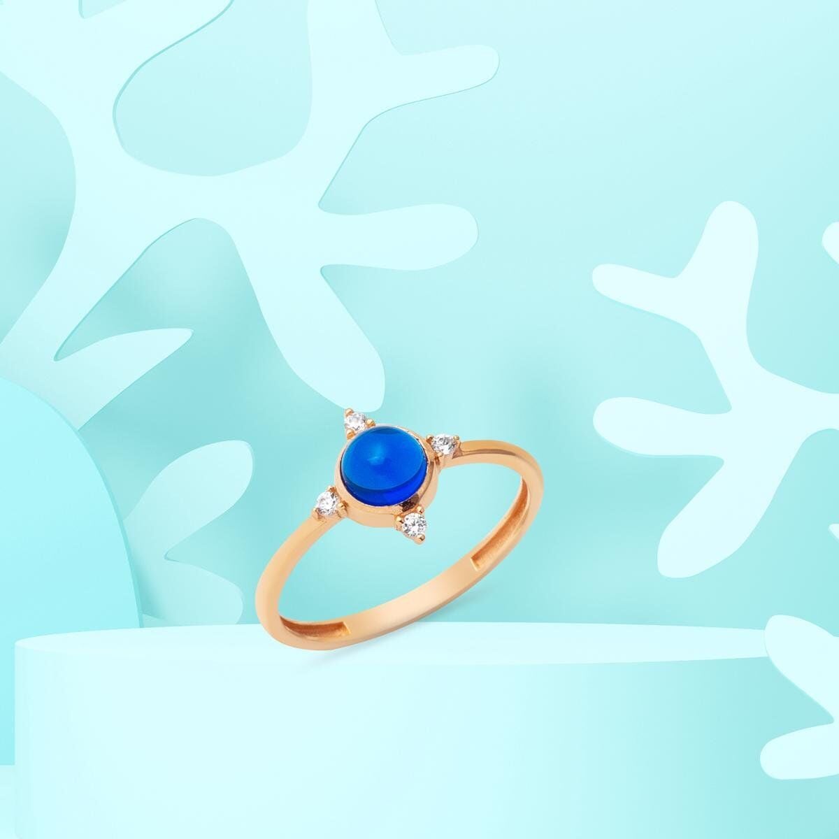 14K Rose Gold Indigo Cubic Zirconia Ring