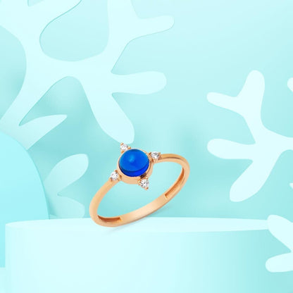 14K Rose Gold Indigo Cubic Zirconia Ring