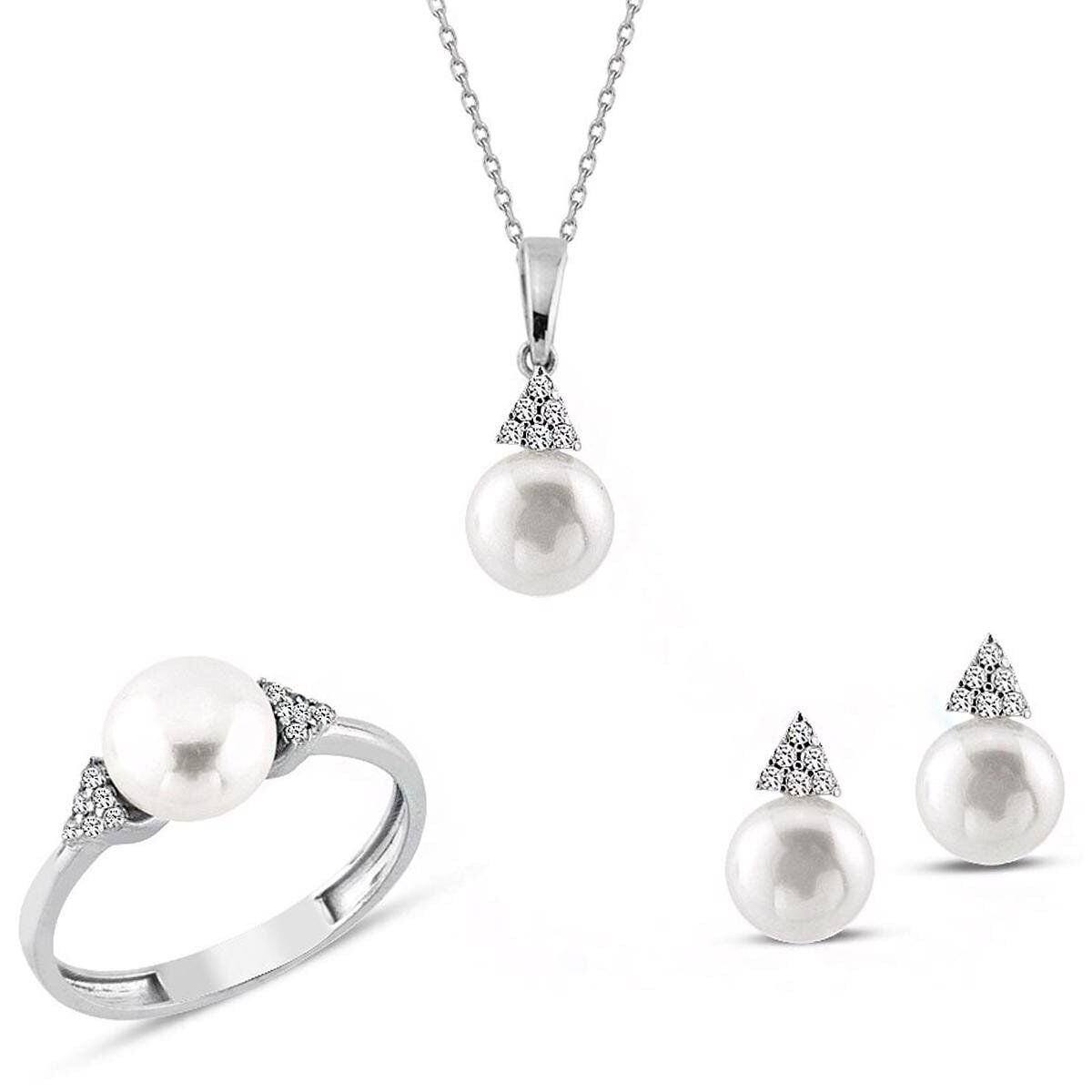 14K White Gold Inera Pearl Jewelry Set | Goldia.com