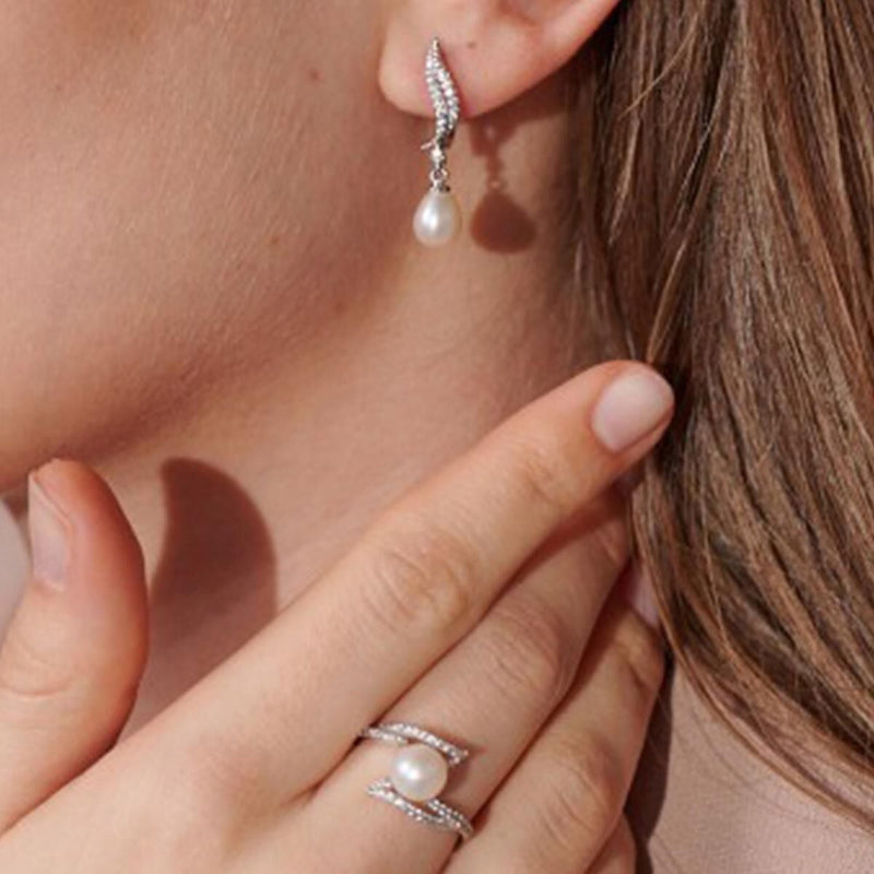 14K White Gold Isabella Bridal Pearl Set