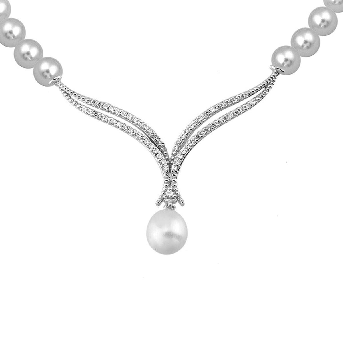 14K White Gold Isabella Pearl Collar Necklace