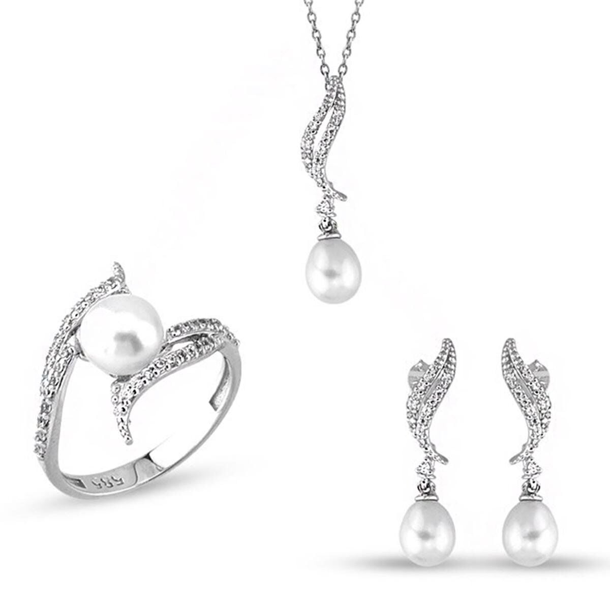 14K White Gold Isabella Pearl Set