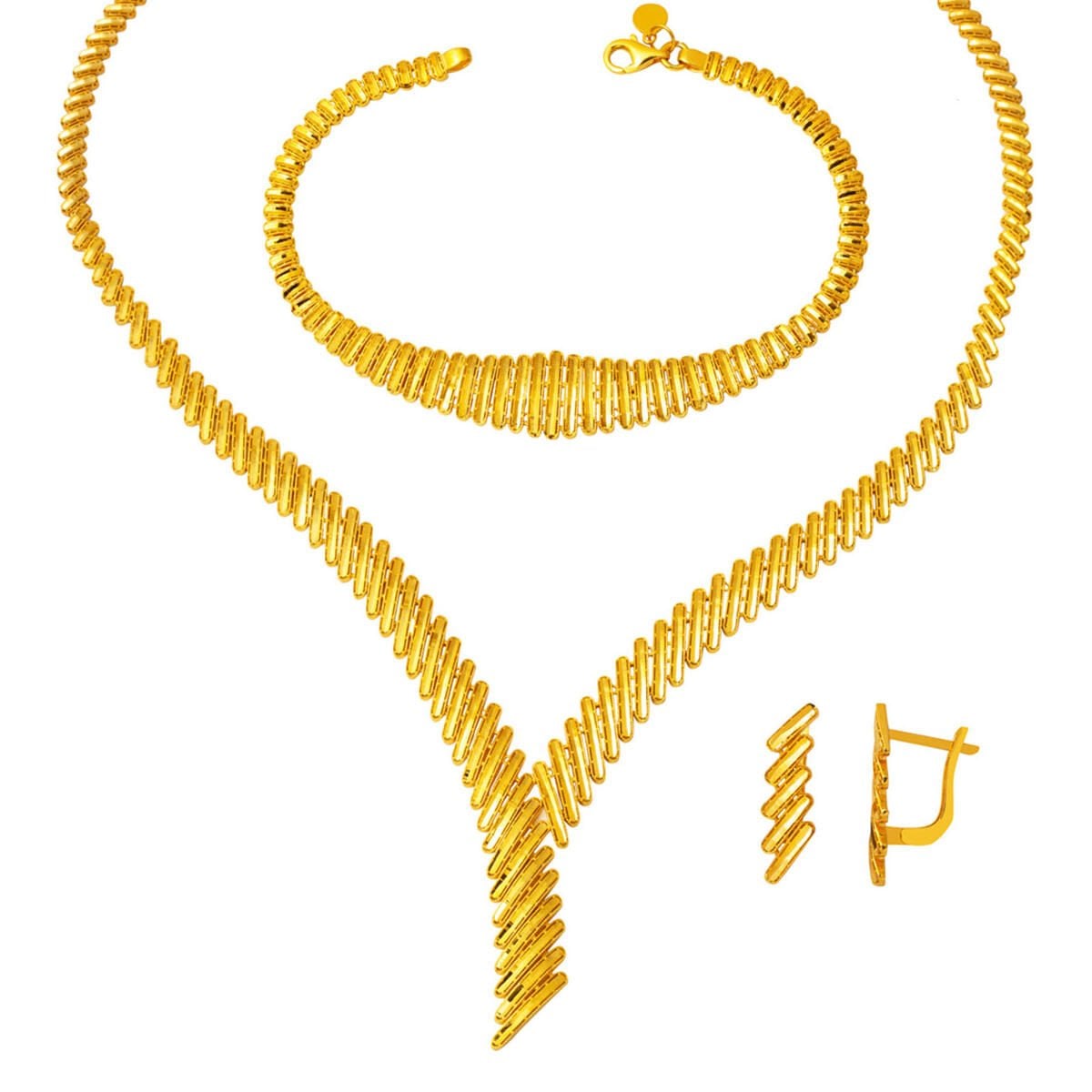 14K Yellow Gold Sparkling Wedding Set