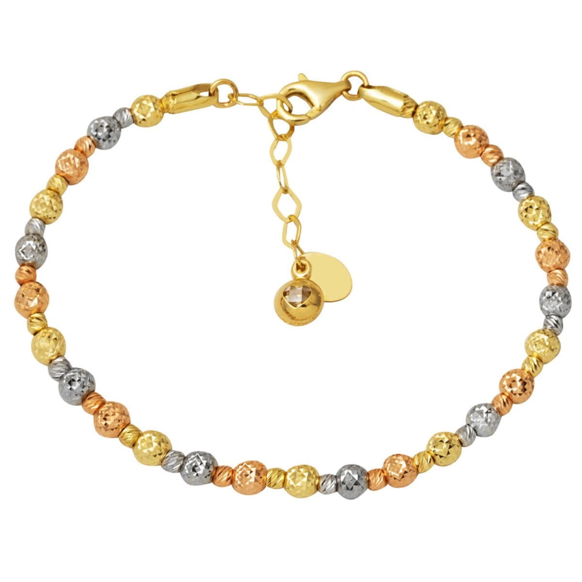 14K Yellow Gold Sparkling Gold Bead ID Bracelet