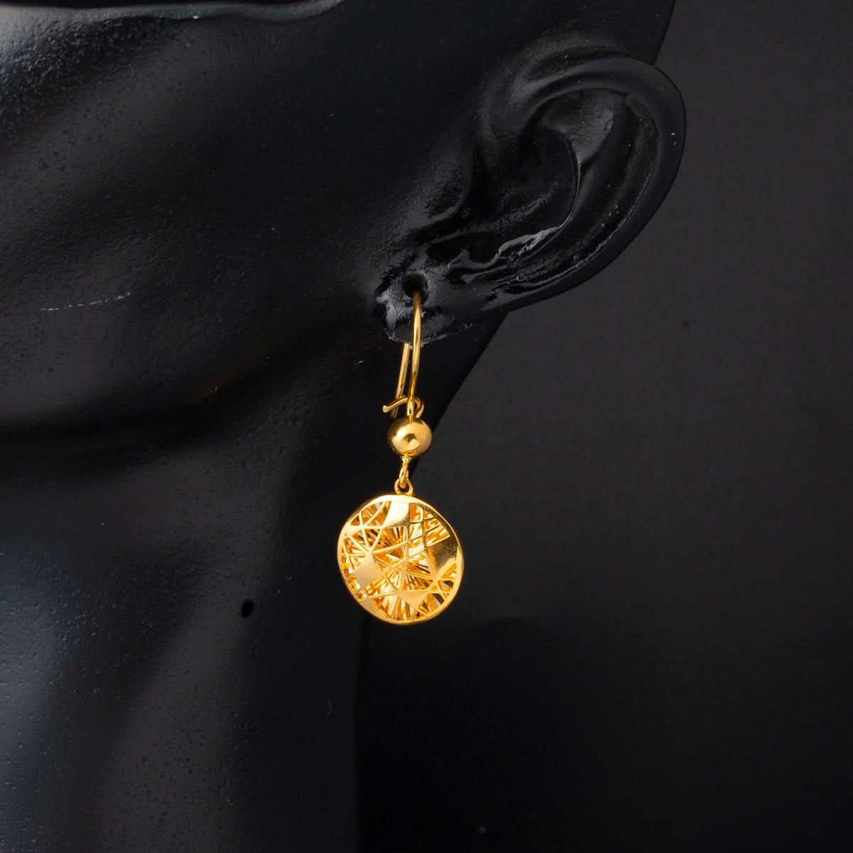 22K Yellow Gold Sparkling Design Dangle Earrings