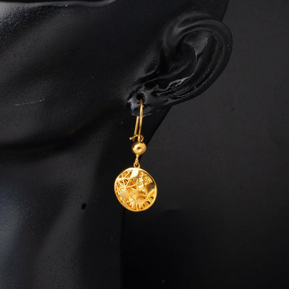 22K Yellow Gold Sparkling Design Dangle Earrings