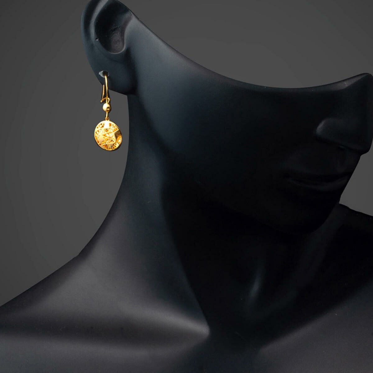 22K Yellow Gold Sparkling Design Dangle Earrings