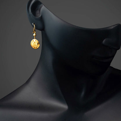 22K Yellow Gold Sparkling Design Dangle Earrings